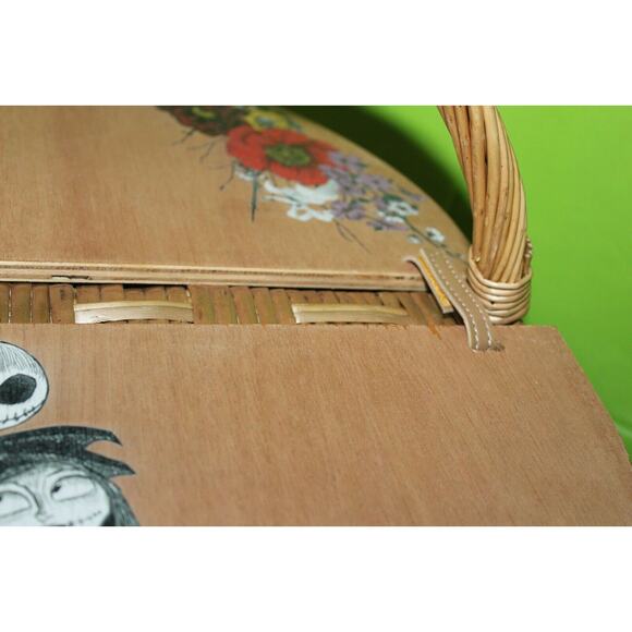 The Nightmare Before Christmas Picnic Time Wooden Wicker Basket Eternally Yours - Picture 4 of 7